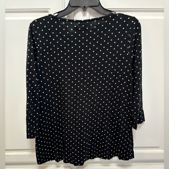 J. Jill Black White Dot 3/4 Sleeve Blouse Women’s Size Small - Picture 2 of 4